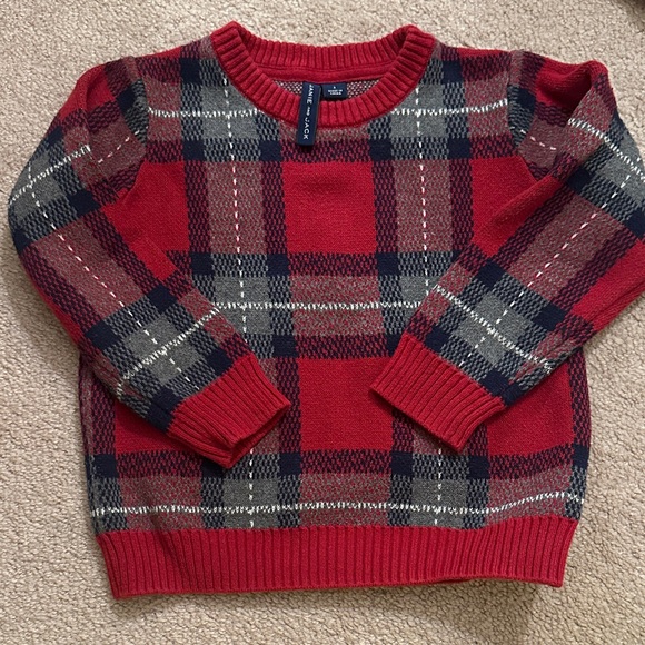 Janie and Jack Kids Red Plaid Tartan Sweater - Picture 3 of 7